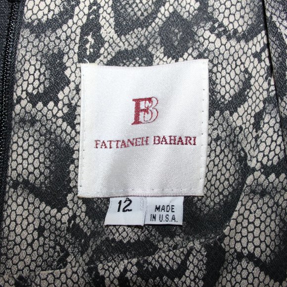 DESIGNER FATTANEH BAHARI ANIMAL PRINT SLEEVELESS DRESS w/MATCHING BLACK COAT 12 - Picture 6 of 15
